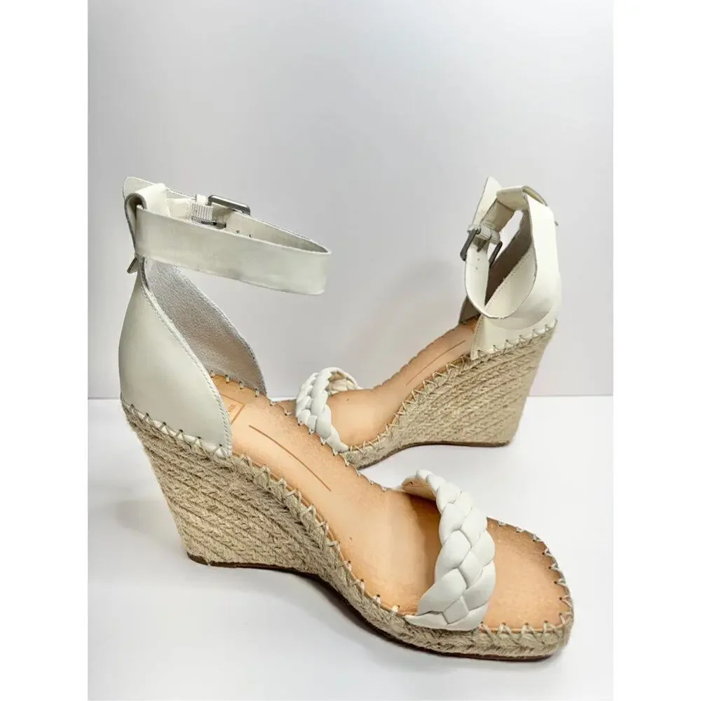 Dolce Vita Espadrille Sandals Size 9.5 White Ankle‎ Strap Open Toe NEW